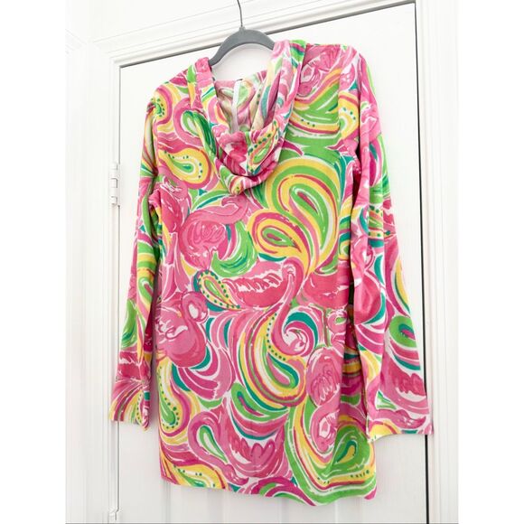 Lilly Pulitzer All Nighter Megan Flamingo Hooded Tunic Swim Cover Up L - Picture 4 of 6